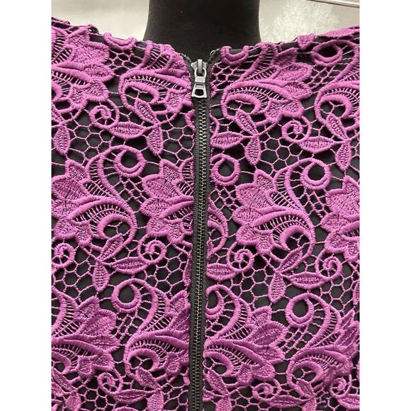 Alice + Olivia Plum Purple Lace V-Neck Sleeveless Sheath Dress 0 New With Tags - Picture 12 of 14